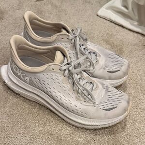 Hoka one one kawana white grey cream running shoes comfort tennis 9B